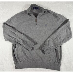Polo Ralph Lauren Pullover Shirt Men's Sz L Gray 1/4 Zip Long Sleeve Preppy